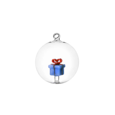 Palla Natalizia Christmas Tales Ichendorf in borosilicato con Regalo Azzurro Ichendorf