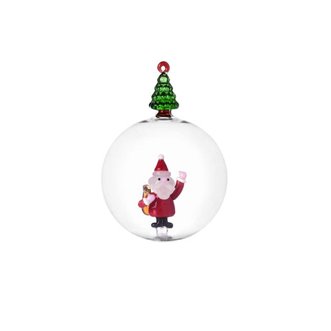 Palla Natalizia Christmas Tales Ichendorf in borosilicato con Babbo Natale e Albero
