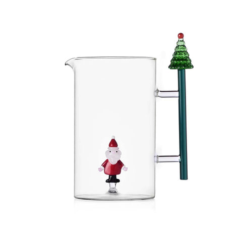 Brocca Natalizia Christmas Tales Ichendorf in vetro borosilicato con decorazioni festive con Babbo Natale