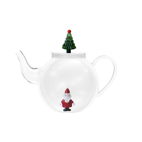 Teiera Natalizia Christmas Tales Ichendorf in vetro borosilicato con Babbo Natale e Albero di Natale