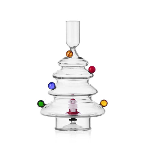 Candeliere Natalizio Christmas Tales Ichendorf in vetro borosilicato decorato con Palline Natalizie e Babbo Natale