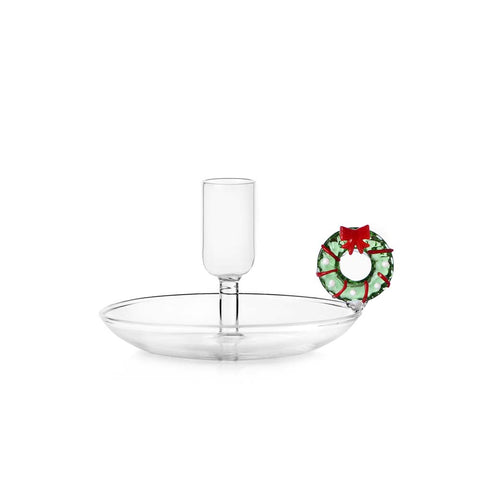 Candeliere Natalizio Christmas Tales Ichendorf in vetro borosilicato con Ghirlanda