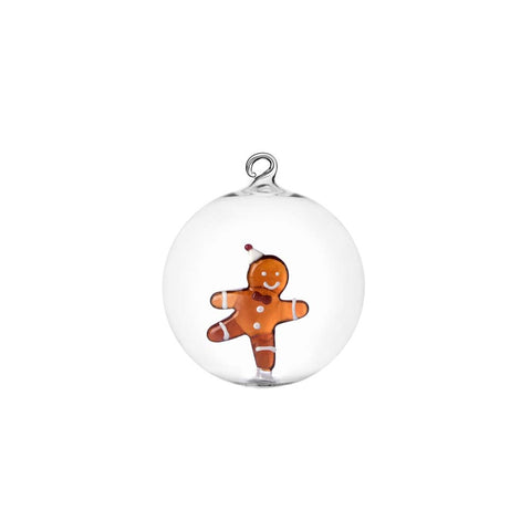 Ichendorf Gingerbread Christmas Ball with Nutcracker Hat in Borosilicate Glass