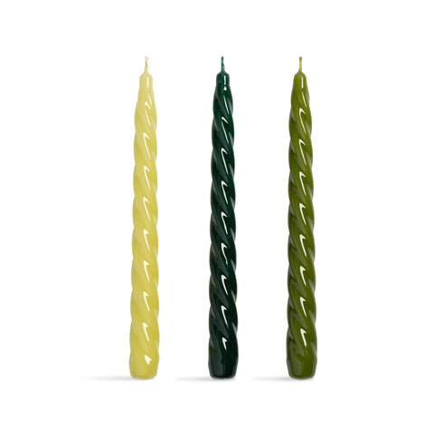 Candele laccate verde - Set da 3