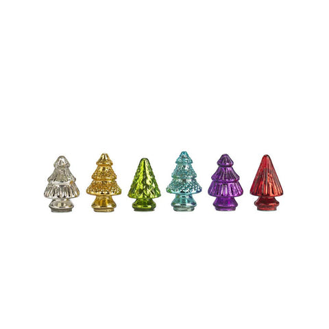 Gobig Set da 6 pz alberi natalizi h9,5 cm colori metallici