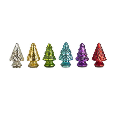 Gobig Set da 6 pz alberi natalizi h12 cm colori metallici