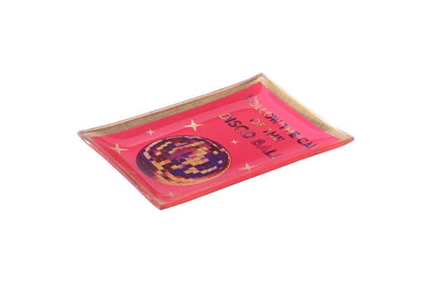 Gift Company Love Plates - Piatto in Vetro M, "Follow the Call of the Disco", Pallone, Neon Pink