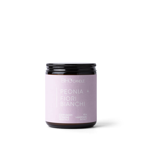 Candela Biho Candle Media Peonia e Fiori Bianchi – Famiglia Fiorita