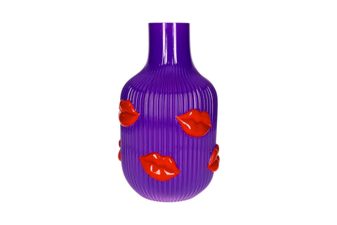Gift Company L'Amour - Vaso, Labbra, Rosa/Trasparente, Spruzzato, H 30 cm