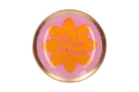 Piatto in vetro GIFT COMPANY Love Plates S "You Are The Best" rosa e arancio