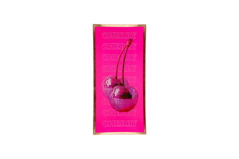 Piatto in vetro GIFT COMPANY Love Plates L Cherry Disco rosa neon