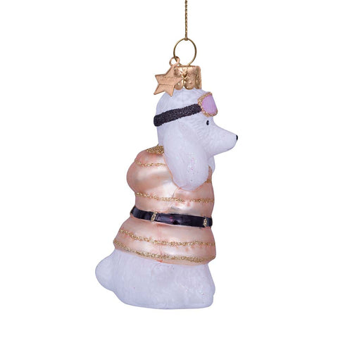 Decorazione Natalizia “White Poodle” con T-shirt Beige H9 cm Vondels