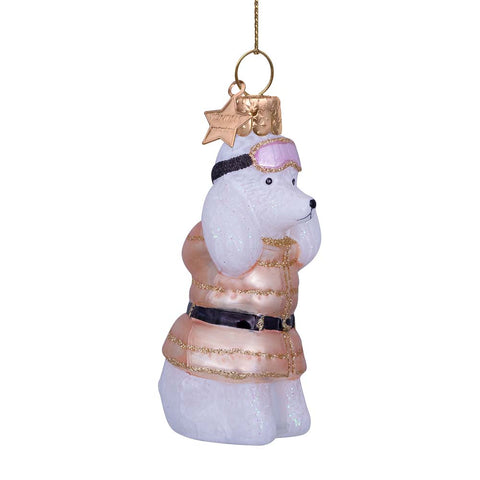 Decorazione Natalizia “White Poodle” con T-shirt Beige H9 cm Vondels