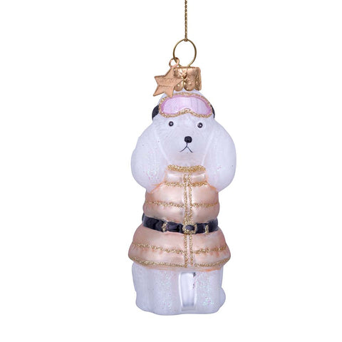 Decorazione Natalizia “White Poodle” con T-shirt Beige H9 cm Vondels