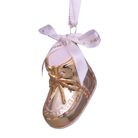 Decorazione natalizia gold baby's first christmas shoe h6 Vondels