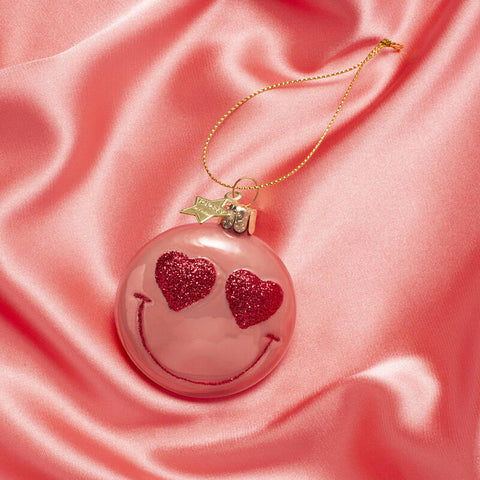 Christmas Decoration “Pink Orange Smiley” H7.5 cm Vondels