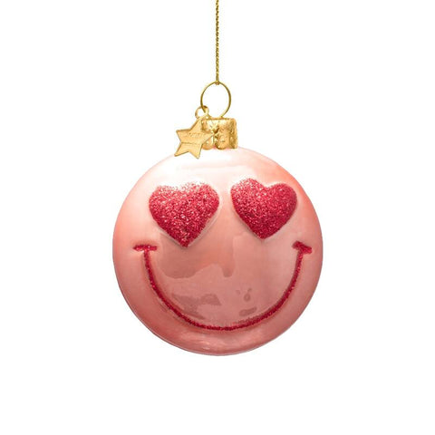 Christmas Decoration “Pink Orange Smiley” H7.5 cm Vondels