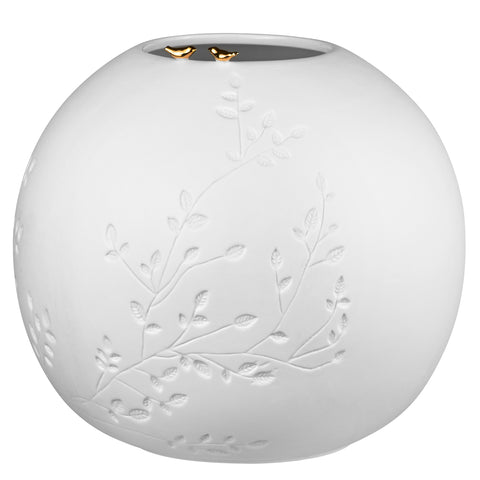 Vaso Bianco in Porcellana con Uccellini Dorati Räder