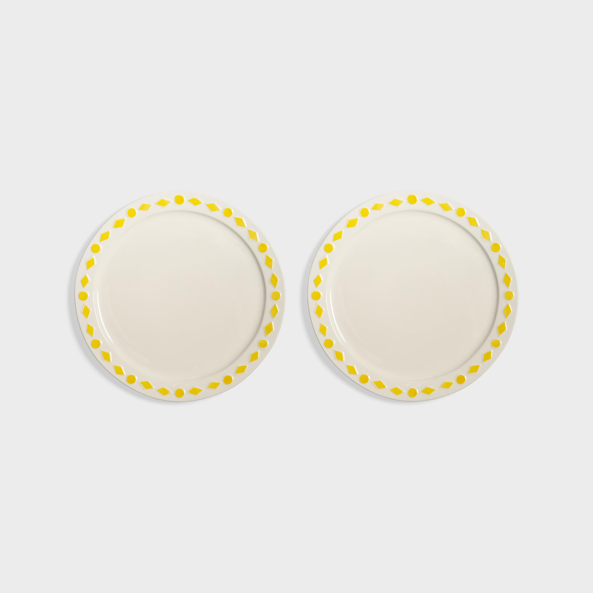 Klevering Piatto folk giallo grande set di 2