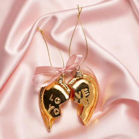 Decorazione Natalizia Gold Set of Love You Heart H8.5 Vondels