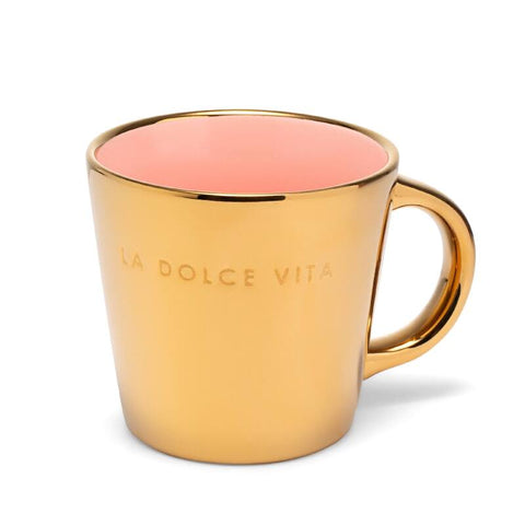 Vondels Tasse en céramique dorée/rose « La Dolce Vita » 250 ml