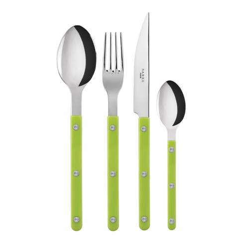 Ensemble de couverts Sabre Brillant 24 pièces, vert citron et acier