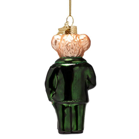 Decorazione Natalizia Orso Smoking Verde in Vetro H11 Vondels