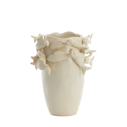 Vaso Deco Fish Light & Living 29x28x36,5 cm ceramica crema