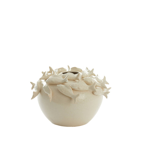 Vaso Deco Fish Light & Living Ø40x27 cm ceramica crema