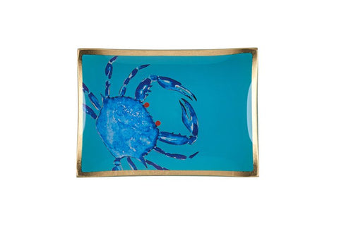 Gift Company Love Plates - Piatto in Vetro M, Côte d’Azur, Granchio, Turchese/Blu