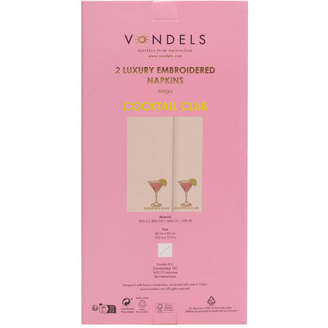 Vondels - Set da 2 Tovaglioli di Lusso con Ricamo - 45x45 cm
