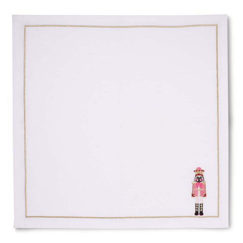 Set 2 Tovaglioli Bianchi con Ricamo Schiaccianoci Vondels