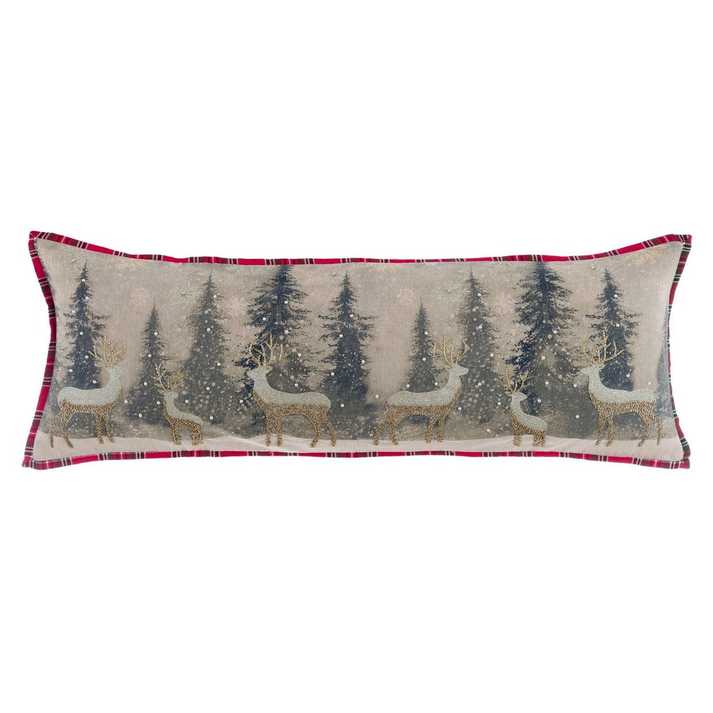 CUSCINETTO RETTANGOLARE RENNE E PERLINE 35X90