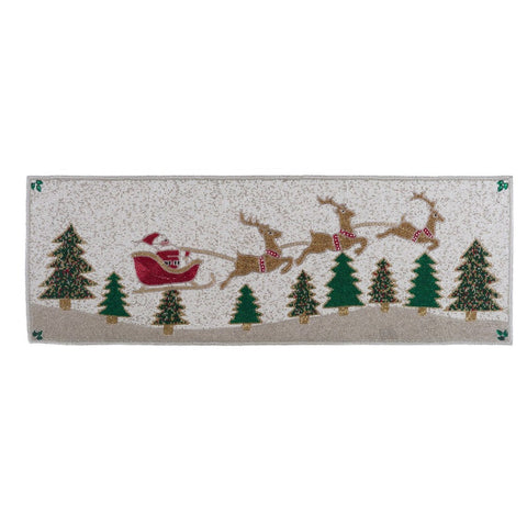 RUNNER RICAMATI CON CORALLINI BABBONATALE CON RENNE 33X91
