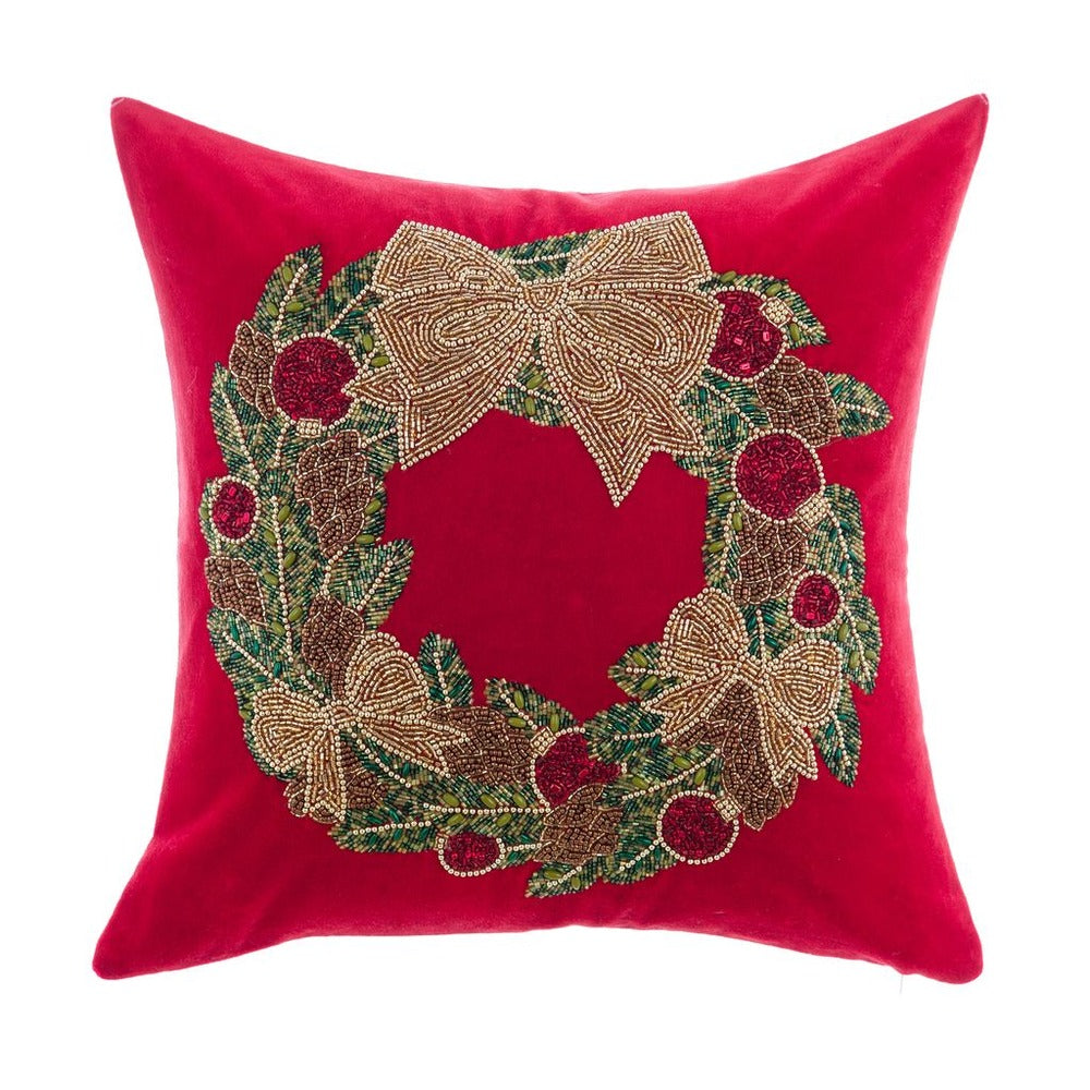 CUSCINO GHIRLANDA CON PERLINE 45X45