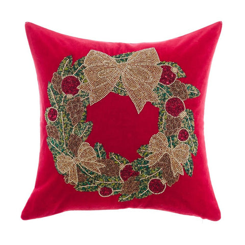 CUSCINO GHIRLANDA CON PERLINE 45X45