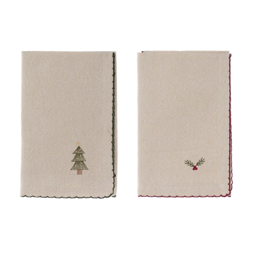 TOVAGLIOLI CON RICAMO ASSORTITI ( 3 SET PUNGITOPO, 3 SET ALBERELLO) 40X40