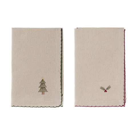TOVAGLIOLI CON RICAMO ASSORTITI ( 3 SET PUNGITOPO, 3 SET ALBERELLO) 40X40