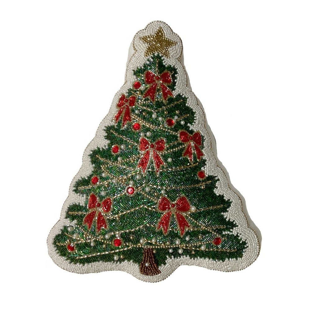 CUSCINO SAGOMATO ALBERO CON PERLINE 28X37
