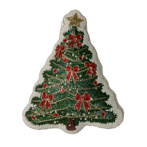 CUSCINO SAGOMATO ALBERO CON PERLINE 28X37