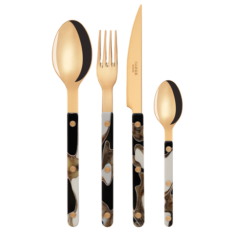 Set posate 24 pezzi Sabre Matieres Dune Noir e Oro