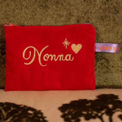 Pochette in velluto rosso Nonna