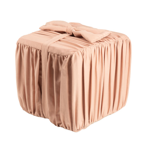 Pacco Regalo Decorativo con Fiocco in Cotone Color Pesca e Texture Plissettata (Fiocco Removibile) – 40×40×40 cm
