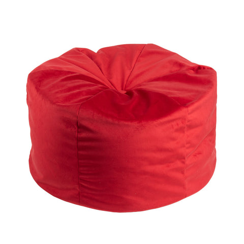 Pouf a Sacco in Velluto Rosso con Bottone Centrale – Grande (70×70×H40 cm)