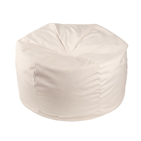 Pouf a Sacco in Velluto Bianco con Bottone Centrale - Grande ( 70x70xh40 cm)