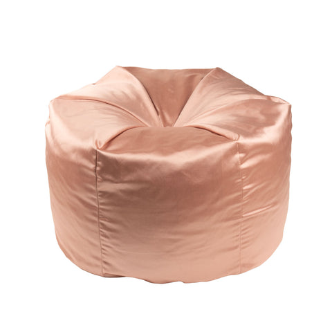 Pouf a Sacco in Raso Color Pesca con Bottone Centrale – Grande (70×70×H40 cm)