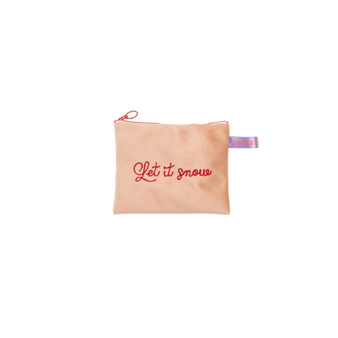 Pochette in velluto rosa Let it snow