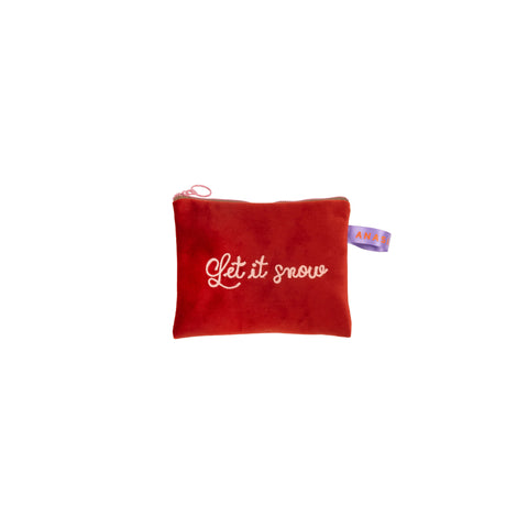 Pochette in velluto rosso Let it snow