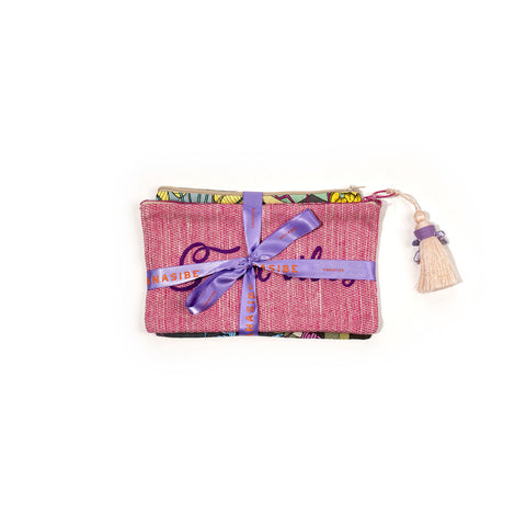 Set di 2 pochette con ricamo