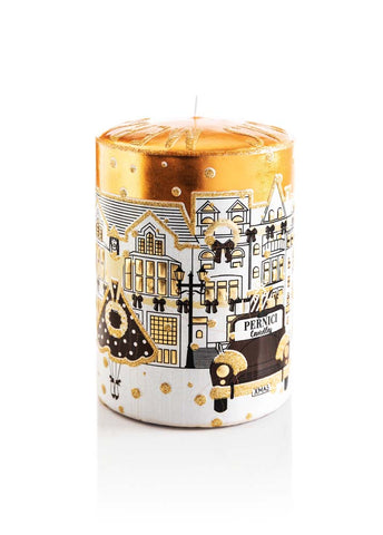 Pernici – Candela Natalizia Fatta a Mano Ø150×H100 mm